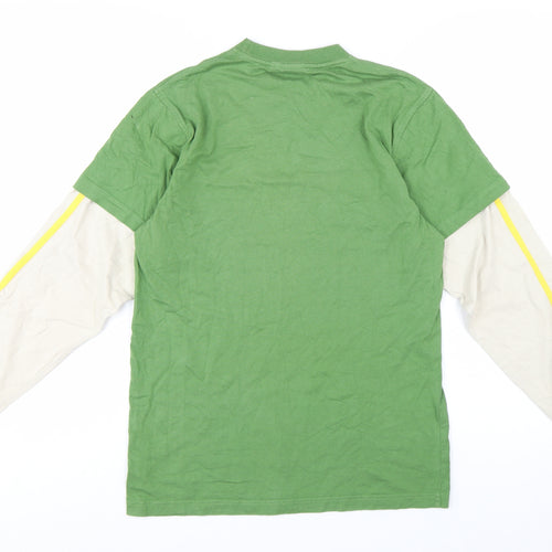 Billabong Men's Green Long Sleeve Retro Graphic Cotton T-Shirt S
