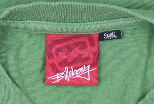 Billabong Men's Green Long Sleeve Retro Graphic Cotton T-Shirt S