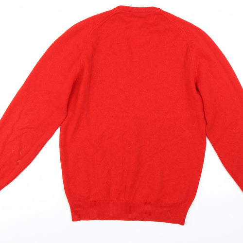 Pringle Men's Red Wool V-Neck Jumper Size M Classic Knitwear