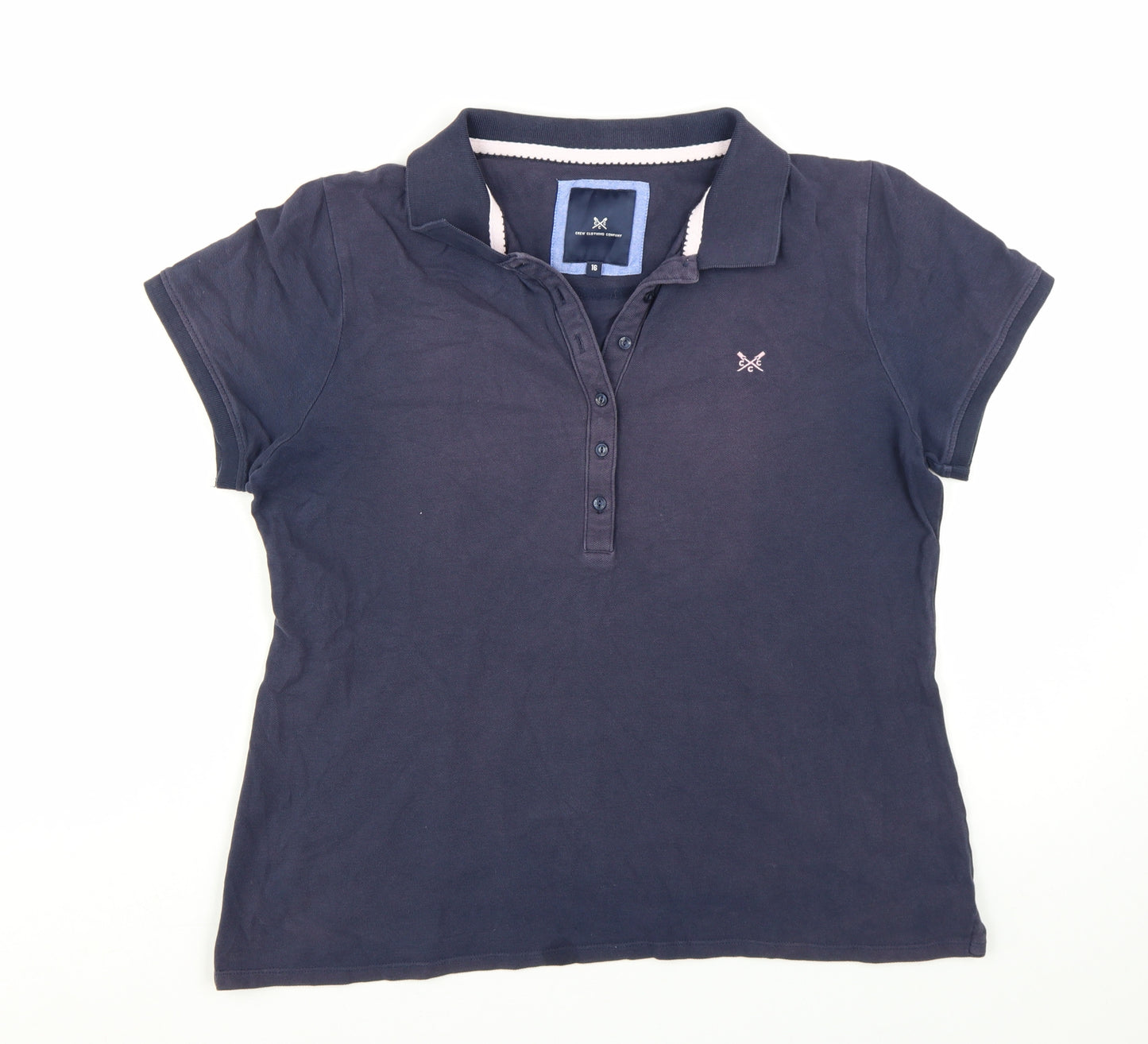 Crew Clothing Company Womens Blue Polo Shirt Size 16 Short Sleeve Cotton