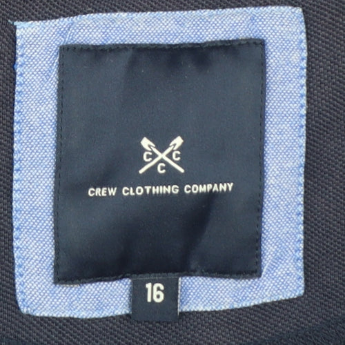 Crew Clothing Company Womens Blue Polo Shirt Size 16 Short Sleeve Cotton