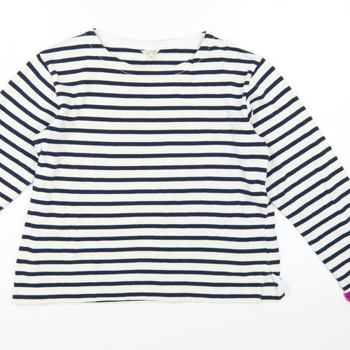 Jigsaw Women’s Multicoloured Striped Cotton Long Sleeve Boat Neck Top M