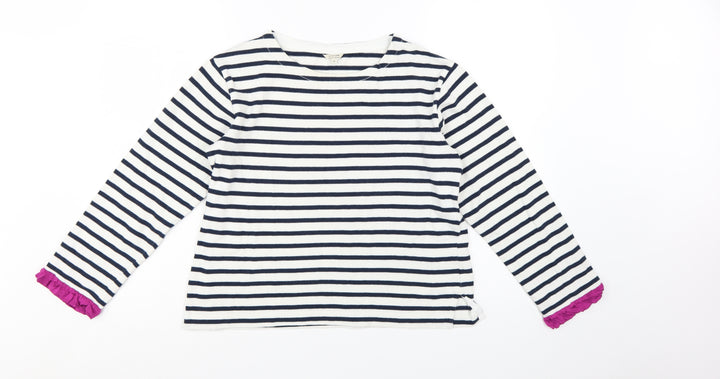 Jigsaw Women’s Multicoloured Striped Cotton Long Sleeve Boat Neck Top M