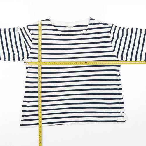 Jigsaw Women’s Multicoloured Striped Cotton Long Sleeve Boat Neck Top M