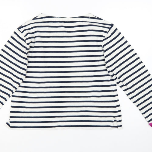 Jigsaw Women’s Multicoloured Striped Cotton Long Sleeve Boat Neck Top M