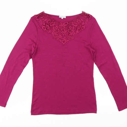 Bella di Notte Women’s Pink Merino Wool Silk Blend Long Sleeve Pullover Jumper Size 14