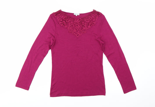 Bella di Notte Women’s Pink Merino Wool Silk Blend Long Sleeve Pullover Jumper Size 14