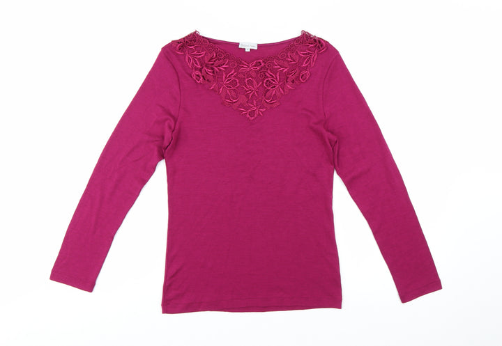 Bella di Notte Women’s Pink Merino Wool Silk Blend Long Sleeve Pullover Jumper Size 14