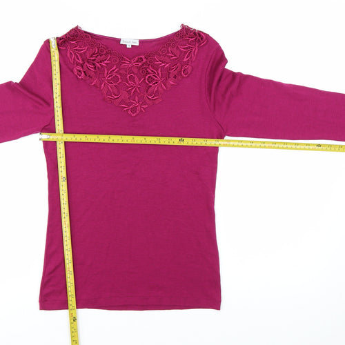 Bella di Notte Women’s Pink Merino Wool Silk Blend Long Sleeve Pullover Jumper Size 14