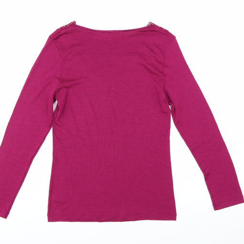 Bella di Notte Women’s Pink Merino Wool Silk Blend Long Sleeve Pullover Jumper Size 14