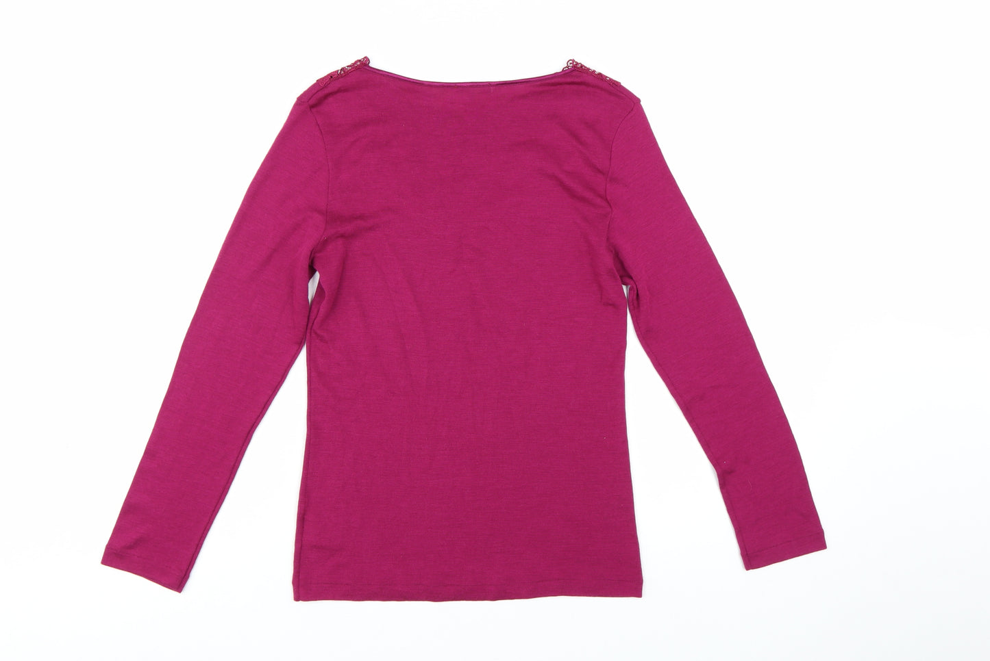 Bella di Notte Women’s Pink Merino Wool Silk Blend Long Sleeve Pullover Jumper Size 14