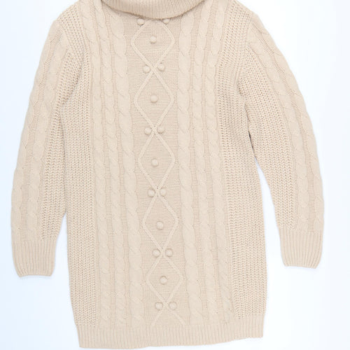 Brave Soul Women’s Beige Roll Neck Cable Knit Jumper Size L
