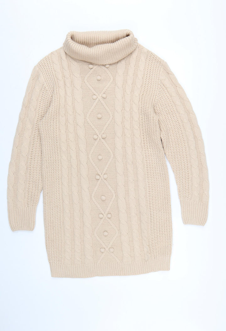 Brave Soul Women’s Beige Roll Neck Cable Knit Jumper Size L