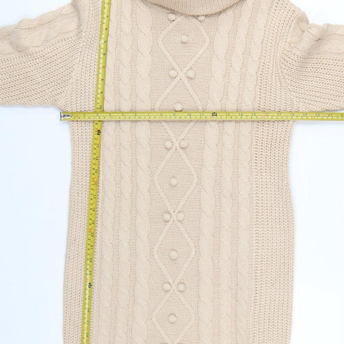 Brave Soul Women’s Beige Roll Neck Cable Knit Jumper Size L