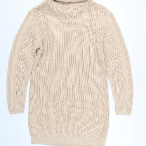 Brave Soul Women’s Beige Roll Neck Cable Knit Jumper Size L