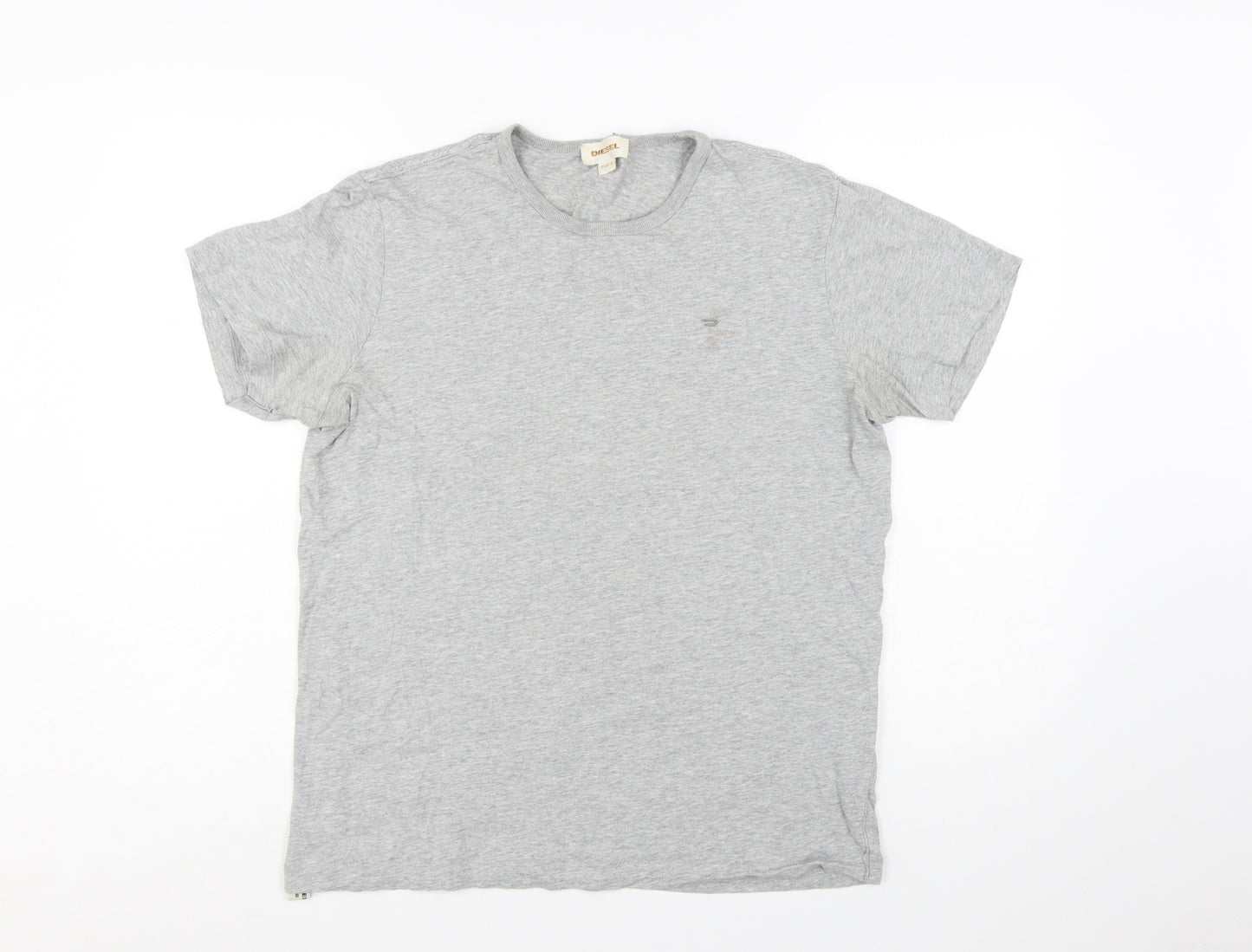 Diesel Men's Grey Crew Neck Cotton T-Shirt Size L Classic Fit