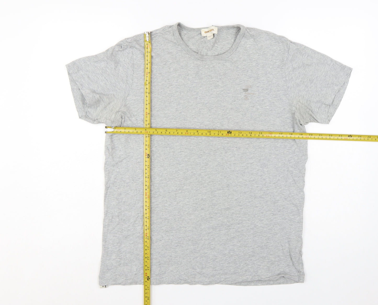 Diesel Men's Grey Crew Neck Cotton T-Shirt Size L Classic Fit