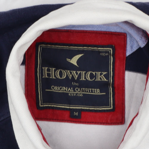 Howick Men's Navy & White Striped Rugby Polo Shirt Size M Cotton