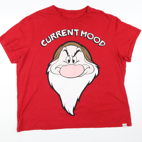 Character.com Women's Red Cartoon Print Short Sleeve Cotton T-Shirt 2XL