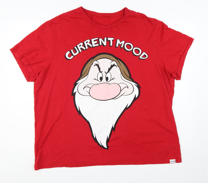 Character.com Women's Red Cartoon Print Short Sleeve Cotton T-Shirt 2XL