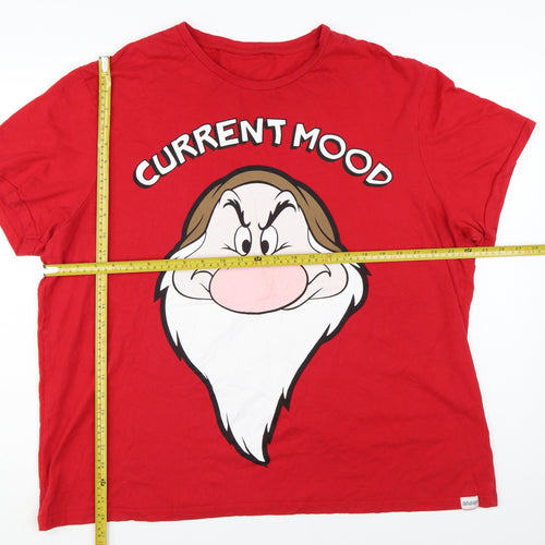 Character.com Women's Red Cartoon Print Short Sleeve Cotton T-Shirt 2XL