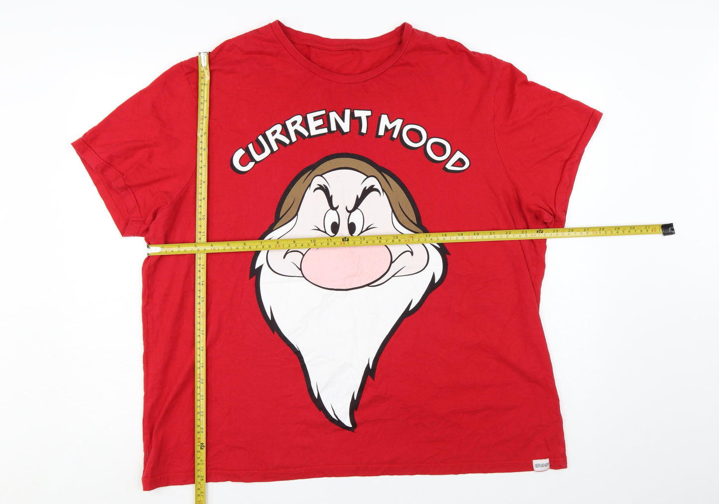 Character.com Women's Red Cartoon Print Short Sleeve Cotton T-Shirt 2XL