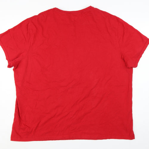 Character.com Women's Red Cartoon Print Short Sleeve Cotton T-Shirt 2XL