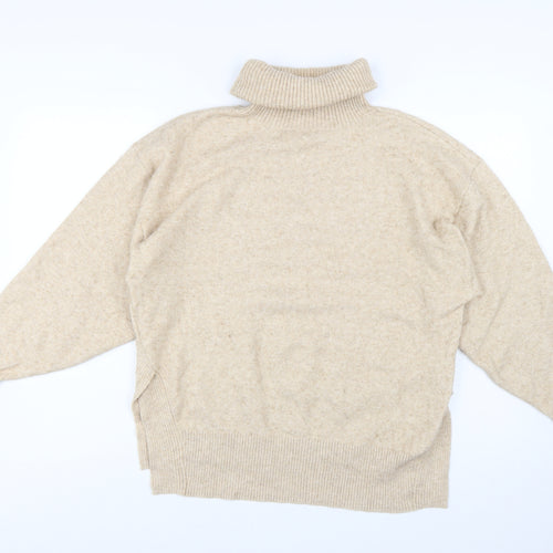 & Other Stories Women’s Beige Wool Cashmere Roll Neck Jumper Size 8