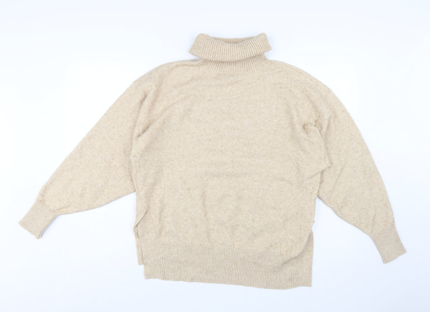 & Other Stories Women’s Beige Wool Cashmere Roll Neck Jumper Size 8