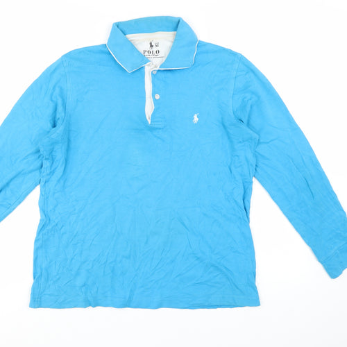 Ralph Lauren Men's Blue Long Sleeve Cotton Polo Shirt Size M