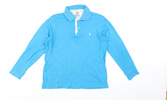 Ralph Lauren Men's Blue Long Sleeve Cotton Polo Shirt Size M