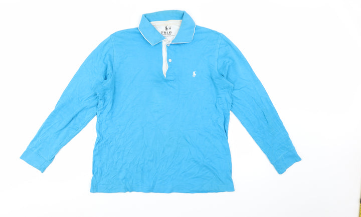 Ralph Lauren Men's Blue Long Sleeve Cotton Polo Shirt Size M