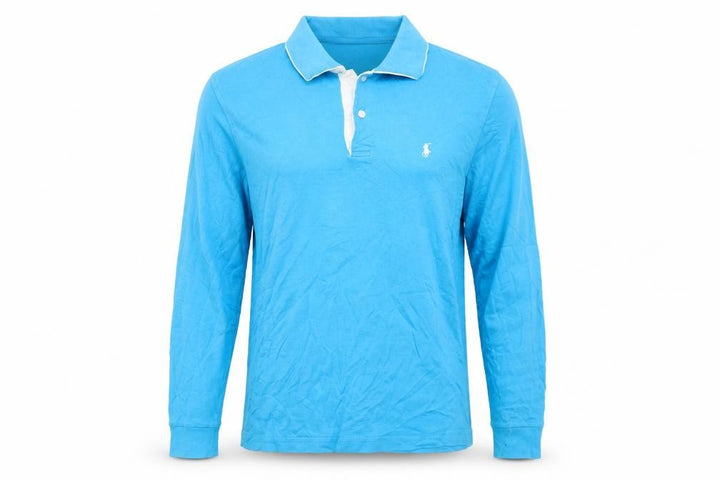 Ralph Lauren Men's Blue Long Sleeve Cotton Polo Shirt Size M