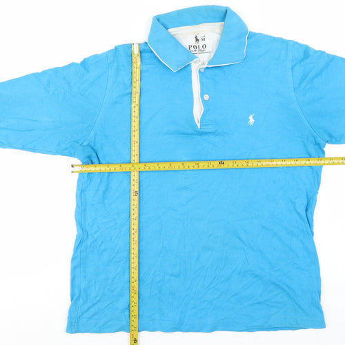 Ralph Lauren Men's Blue Long Sleeve Cotton Polo Shirt Size M