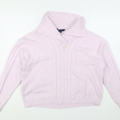 Crew Clothing Womens Pink Cable Knit Roll Neck Jumper Size 16