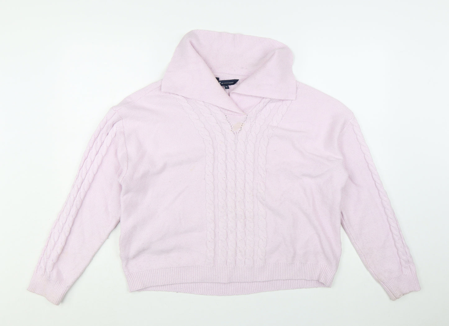 Crew Clothing Womens Pink Cable Knit Roll Neck Jumper Size 16