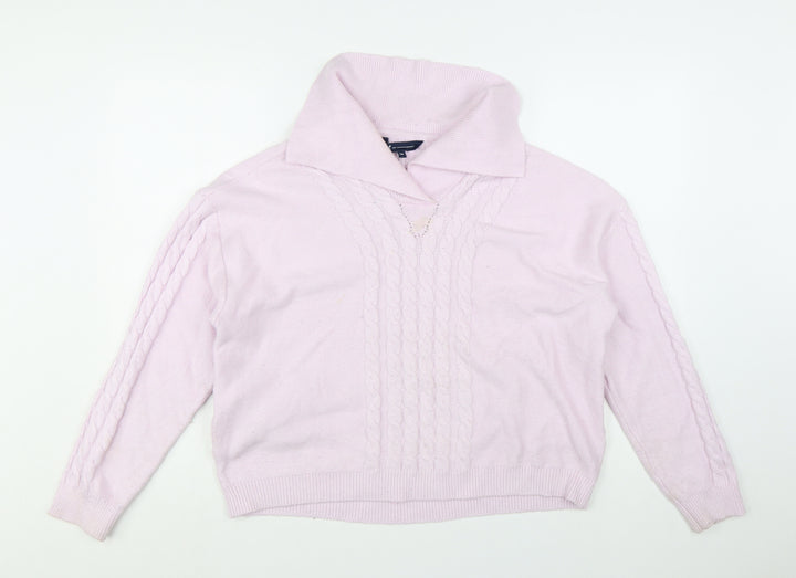 Crew Clothing Womens Pink Cable Knit Roll Neck Jumper Size 16