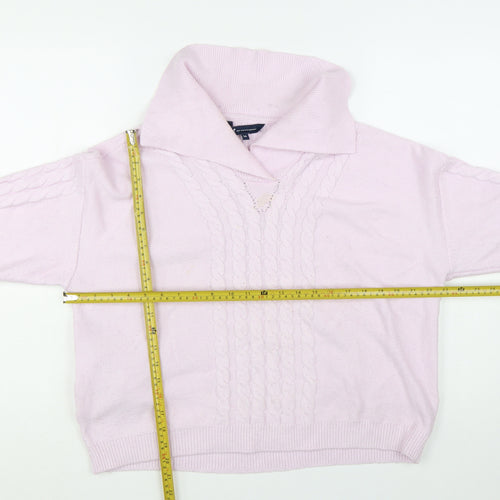 Crew Clothing Womens Pink Cable Knit Roll Neck Jumper Size 16