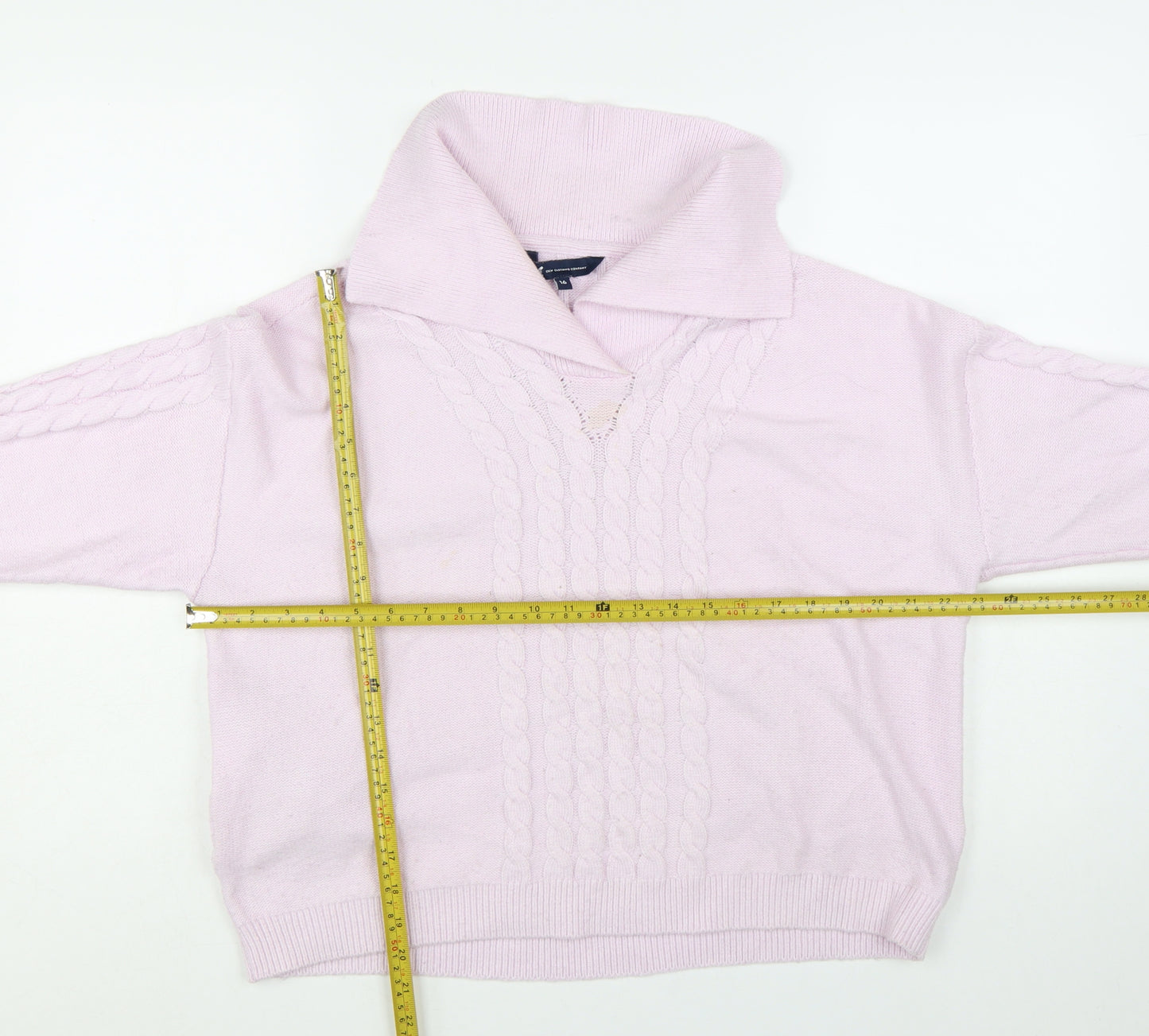 Crew Clothing Womens Pink Cable Knit Roll Neck Jumper Size 16