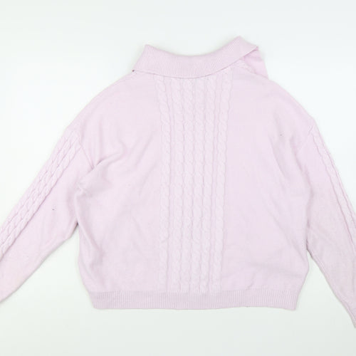 Crew Clothing Womens Pink Cable Knit Roll Neck Jumper Size 16