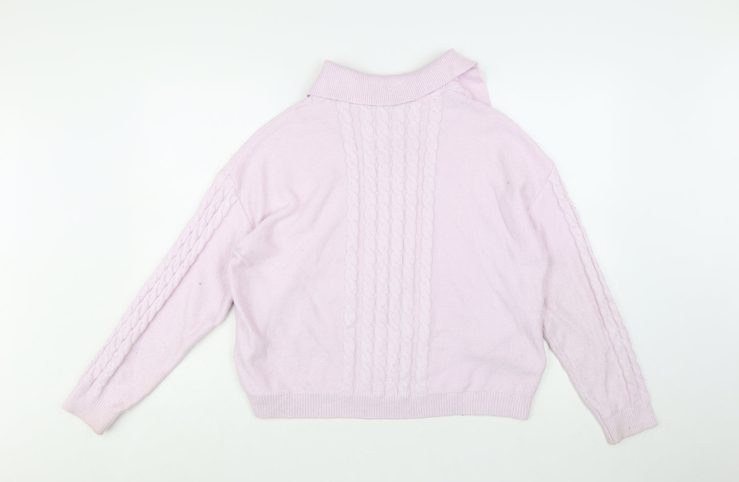 Crew Clothing Womens Pink Cable Knit Roll Neck Jumper Size 16