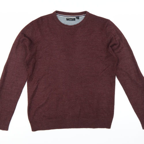 Brave Soul Men's Brown Crew Neck Pullover Jumper Size L