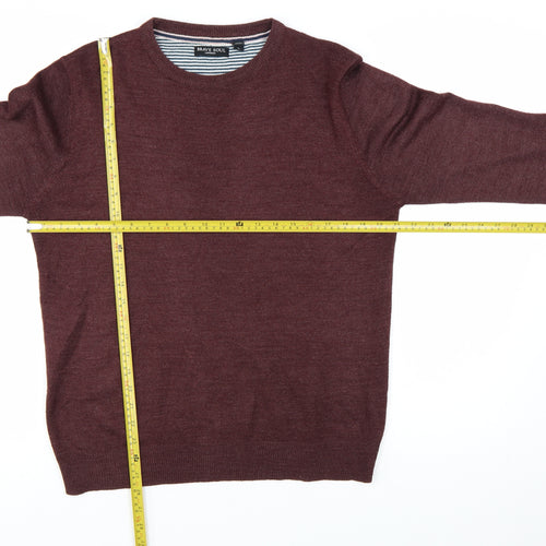 Brave Soul Men's Brown Crew Neck Pullover Jumper Size L