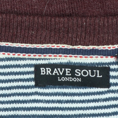 Brave Soul Men's Brown Crew Neck Pullover Jumper Size L
