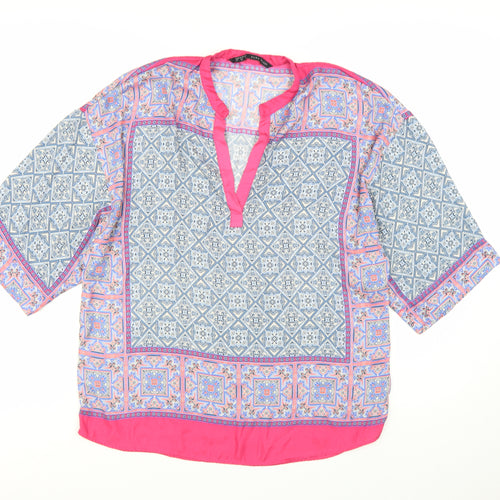 Zara Women Multicoloured Geometric Tunic Blouse Size 12