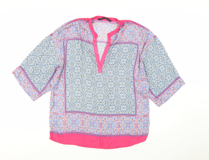 Zara Women Multicoloured Geometric Tunic Blouse Size 12