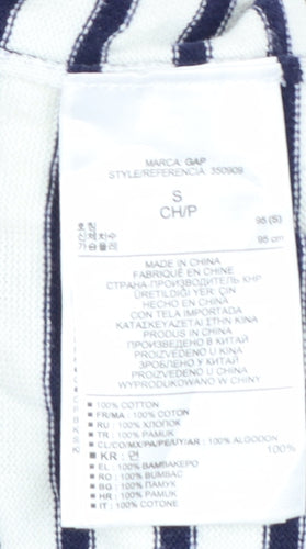 Gap Women's Blue Striped Cotton Crew Neck Jumper Size S