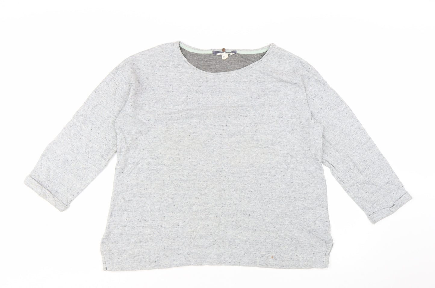 White Stuff Women's Grey Cotton 3/4 Sleeve Basic T-Shirt UK 16