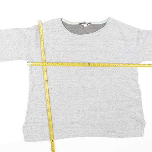 White Stuff Women's Grey Cotton 3/4 Sleeve Basic T-Shirt UK 16