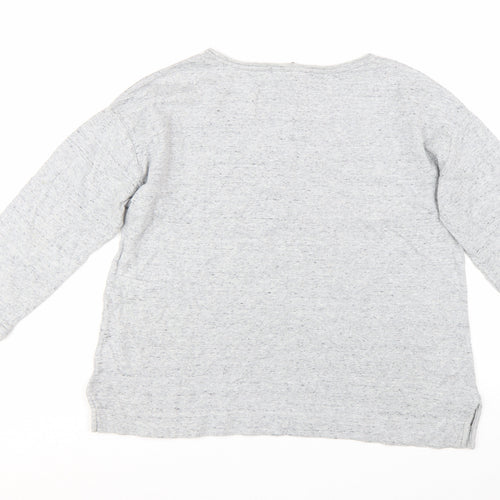 White Stuff Women's Grey Cotton 3/4 Sleeve Basic T-Shirt UK 16